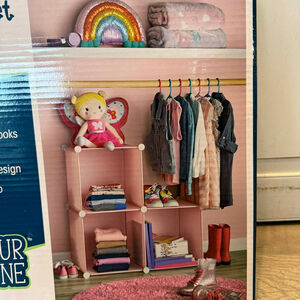 YOUR ZONE 3-Cube Closet Organizer System Modular and Expandable Pink